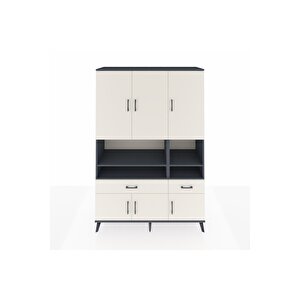 Hyperion Gardrop 8 Raflı 2 Çekmeceli 6 Kapaklı 132x44x195 Antrasit-aytaşı