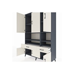 Hyperion Gardrop 8 Raflı 2 Çekmeceli 6 Kapaklı 132x44x195 Antrasit-aytaşı