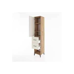 Hyperion Dolap 3 Raflı 2 Çekmeceli Tek Kapaklı 44x44x221 Çam-aytaşı
