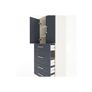 Hyperion Dolap 3 Raflı 4 Çekmeceli 2 Kapaklı 60x44x163 Aytaşı-antrasit