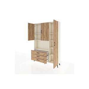 Arges Gardrop 7 Raflı 3 Çekmeceli 3 Kapaklı 132x30x195 Aytaşı-çam