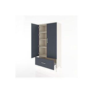 Hyperion Dolap 4 Raflı Tek Çekmeceli 2 Kapaklı 88x44x182 Aytaşı-antrasit
