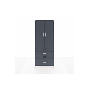 Arges Dolap 3 Raflı 4 Çekmeceli 2 Kapaklı 88x30x221 Antrasit-antrasit