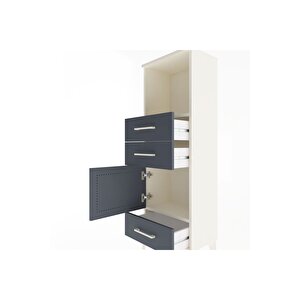 Arges Dolap 2 Raflı 3 Çekmeceli Tek Kapaklı 44x30x134 Aytaşı-antrasit