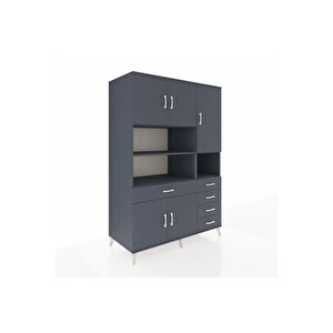 Kronos Dolap 9 Raflı 5 Çekmeceli 5 Kapaklı 132x59x195 Antrasit-antrasit/antrasit