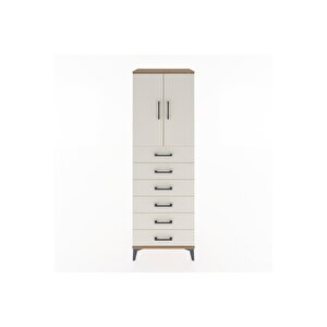 Hyperion Dolap Tek Raflı 6 Çekmeceli 2 Kapaklı 60x44x182 Çam-aytaşı