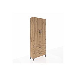 Arges Dolap 2 Raflı 2 Çekmeceli Tek Askılı 88x30x221 Çam-çam