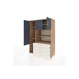 Kronos Dolap 7 Raflı 4 Çekmeceli 3 Kapaklı 132x59x195 Çam-antrasit/aytaşı