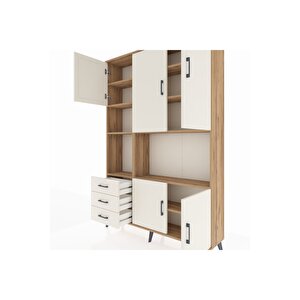 Arges Gardrop 9 Raflı 3 Çekmeceli 5 Kapaklı 132x30x195 Çam-aytaşı