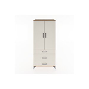 Hyperion Dolap 4 Raflı 3 Çekmeceli 2 Kapaklı 88x44x195 Çam-aytaşı