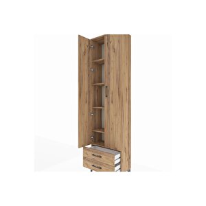 Arges Dolap 5 Raflı 2 Çekmeceli 2 Kapaklı 60x30x221 Çam-çam