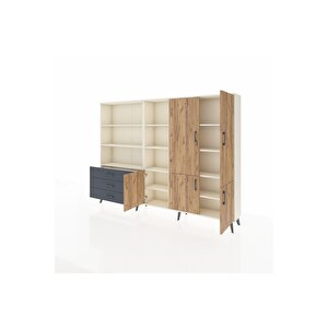 Arges Dolap 11 Raflı 3 Çekmeceli 5 Kapaklı 220x30x163 Aytaşı-çam/antrasit