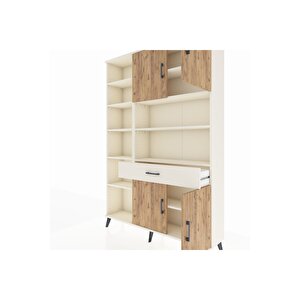 Arges Dolap 10 Raflı Tek Çekmeceli 4 Kapaklı 132x30x195 Aytaşı-çam/aytaşı