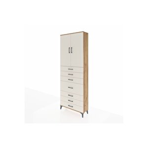Arges Dolap 3 Raflı 7 Çekmeceli 2 Kapaklı 88x30x243 Çam-aytaşı