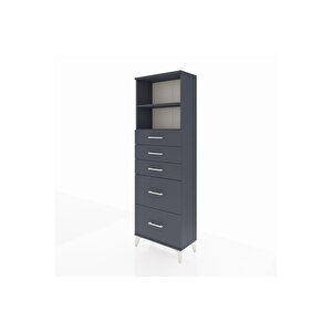 Arges Dolap 2 Raflı 5 Çekmeceli 60x30x182 Antrasit-antrasit