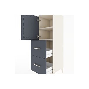 Hyperion Dolap 2 Raflı 2 Çekmeceli Tek Kapaklı 44x44x134 Aytaşı-antrasit