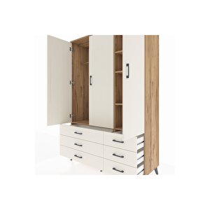 Hyperion Gardrop 5 Raflı 6 Çekmeceli Tek Askılı 132x44x195 Çam-aytaşı