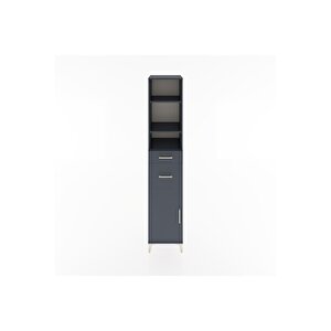 Hyperion Dolap 4 Raflı 2 Çekmeceli Tek Kapaklı 44x44x221 Antrasit-antrasit