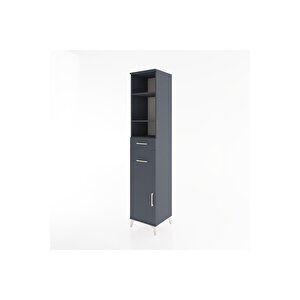 Hyperion Dolap 4 Raflı 2 Çekmeceli Tek Kapaklı 44x44x221 Antrasit-antrasit