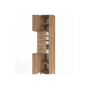 Hyperion Dolap 3 Raflı 4 Çekmeceli 2 Kapaklı 44x44x243 Çam-çam