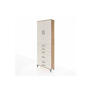 Arges Dolap 3 Raflı 6 Çekmeceli 2 Kapaklı 88x30x243 Çam-aytaşı