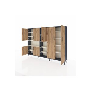 Arges Dolap 13 Raflı 7 Kapaklı 220x30x163 Antrasit-çam/aytaşı