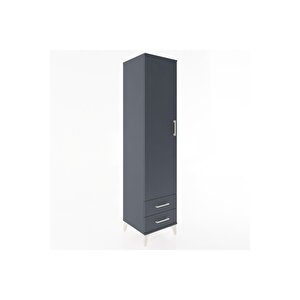 Hyperion Dolap 4 Raflı 2 Çekmeceli Tek Kapaklı 44x44x195 Antrasit-antrasit
