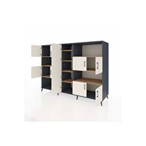 Kronos Dolap 10 Raflı 9 Kapaklı 220x59x163 Antrasit-aytaşı/çam