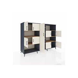 Kronos Dolap 10 Raflı 9 Kapaklı 220x59x163 Antrasit-aytaşı/çam