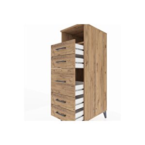 Kronos Dolap Tek Raflı 5 Çekmeceli 44x59x134 Çam-çam