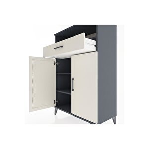 Hyperion Dolap 3 Raflı Tek Çekmeceli 2 Kapaklı 88x44x134 Antrasit-aytaşı