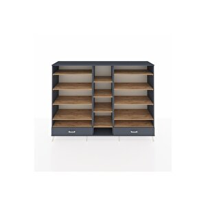 Hyperion Dolap 14 Raflı 2 Çekmeceli  220x44x163 Antrasit-çam/antrasit