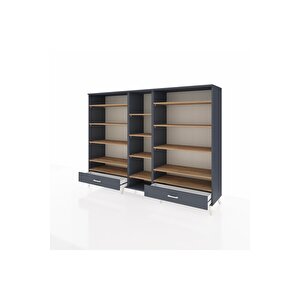 Hyperion Dolap 14 Raflı 2 Çekmeceli  220x44x163 Antrasit-çam/antrasit