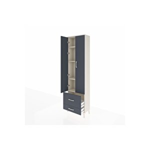 Arges Dolap 4 Raflı 2 Çekmeceli 2 Kapaklı 60x30x221 Aytaşı-antrasit