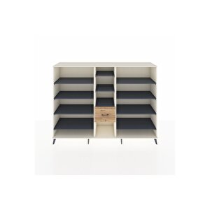 Hyperion Dolap 11 Raflı 3 Çekmeceli  220x44x163 Aytaşı-antrasit/çam