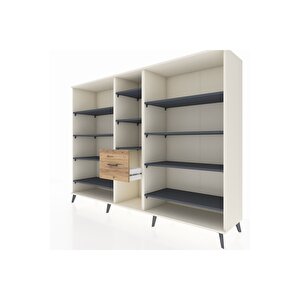 Hyperion Dolap 11 Raflı 3 Çekmeceli  220x44x163 Aytaşı-antrasit/çam