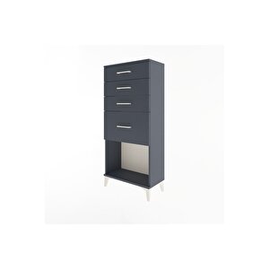 Arges Dolap 4 Çekmeceli 60x30x134 Antrasit-antrasit