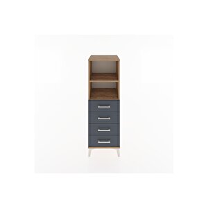Hyperion Dolap 2 Raflı 4 Çekmeceli 44x44x134 Çam-antrasit
