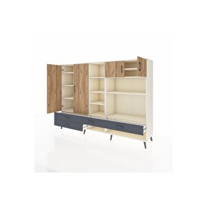 Hyperion Dolap 12 Raflı 4 Çekmeceli 4 Kapaklı 220x44x163 Aytaşı-çam/antrasit