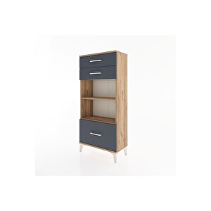 Hyperion Dolap 2 Raflı 3 Çekmeceli 60x44x134 Çam-antrasit