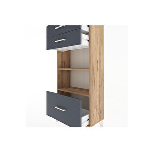 Hyperion Dolap 2 Raflı 3 Çekmeceli 60x44x134 Çam-antrasit
