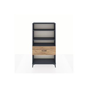 Arges Dolap 3 Raflı Tek Çekmeceli 88x30x163 Antrasit-çam