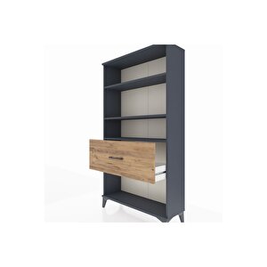 Arges Dolap 3 Raflı Tek Çekmeceli 88x30x163 Antrasit-çam