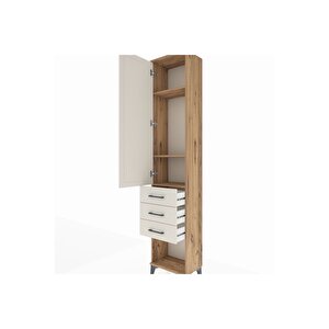 Arges Dolap 3 Raflı 3 Çekmeceli Tek Kapaklı 44x30x221 Çam-aytaşı