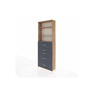 Arges Dolap 3 Raflı 5 Çekmeceli 88x30x243 Çam-antrasit