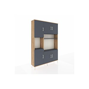 Arges Gardrop 9 Raflı 6 Kapaklı 132x30x195 Çam-antrasit