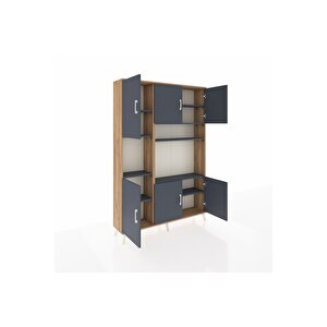 Arges Gardrop 9 Raflı 6 Kapaklı 132x30x195 Çam-antrasit