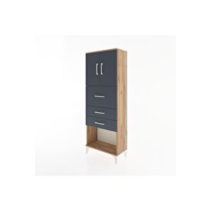 Arges Dolap 2 Raflı 3 Çekmeceli 2 Kapaklı 60x30x163 Çam-antrasit