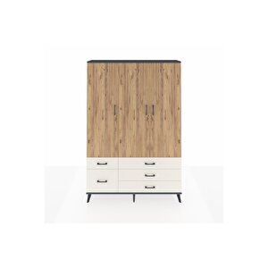 Arges Dolap 5 Raflı 5 Çekmeceli Tek Askılı 132x30x195 Antrasit-çam/aytaşı