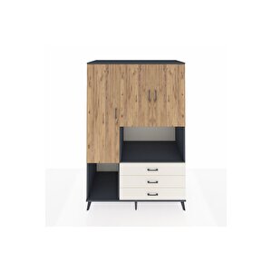 Kronos Dolap 6 Raflı 3 Çekmeceli 3 Kapaklı 132x59x195 Antrasit-çam/aytaşı